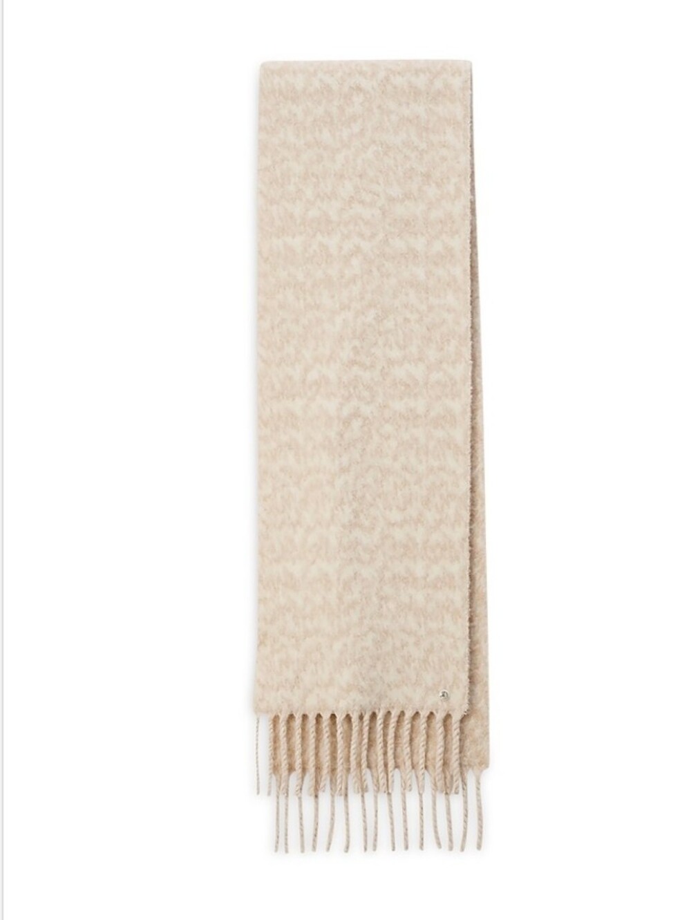 Rag & Bone Cream Fringe Alpaca & Wool Blend Scarf with Branded Button. NWT Gift